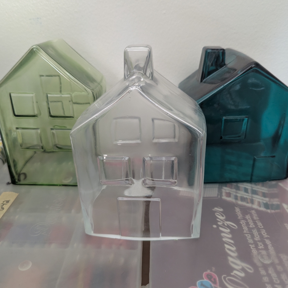Glass House Art Decor Set - Clear Or Blue